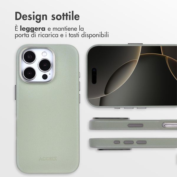 Accezz Cover in Pelle con MagSafe Apple iPhone 16 Pro - Light Grey