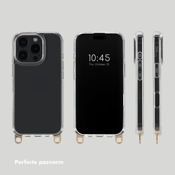 Selencia Cover trasparente con ganci + laccetto da polso Lova Apple iPhone 16 Pro - Mocha Brown