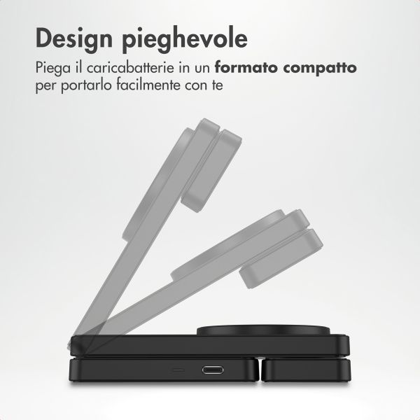 Accezz Caricatore wireless pieghevole 3-in-1 MagSafe - 20W - Nero
