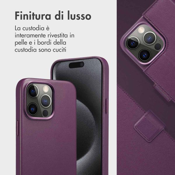 Accezz Cover in pelle 2 in 1 con MagSafe Apple iPhone 15 Pro Max - Heath Purple