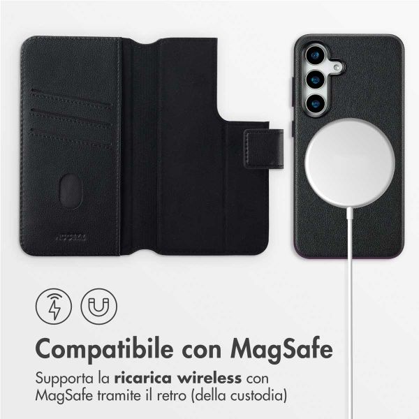 Accezz Cover in pelle 2 in 1 con MagSafe Samsung Galaxy S25 - Onyx Black