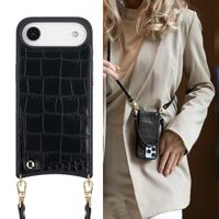 Selencia Cover per telefono Nova Croco con cordino e portacarte Apple iPhone Air - Nero