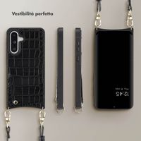 Selencia Cover per telefono Nova Croco con cordino e portacarte Samsung Galaxy A36 / A56 - Nero