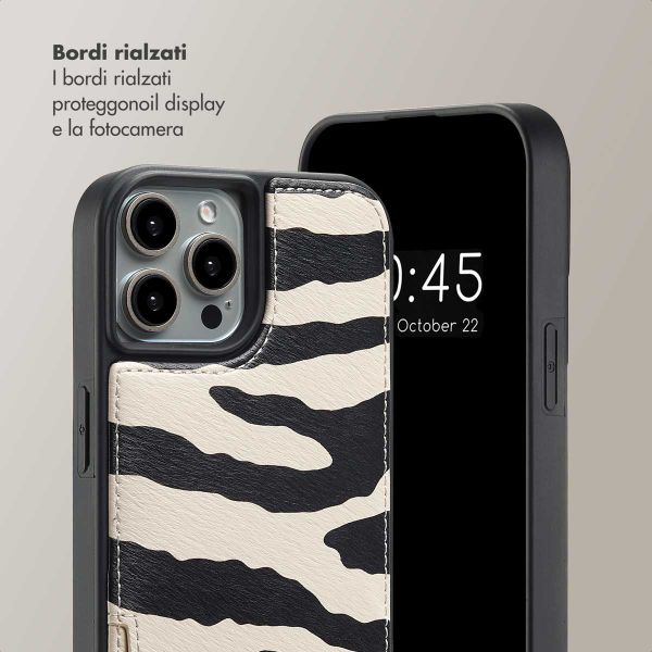 Selencia Cover per telefono Nova con cordino e portacarte Apple iPhone 15 Pro - Zazzy Zebra