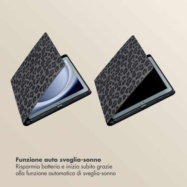 Selencia Libreria Sabi con stampa leopardata Samsung Galaxy Tab A9 Plus - Midnight Black