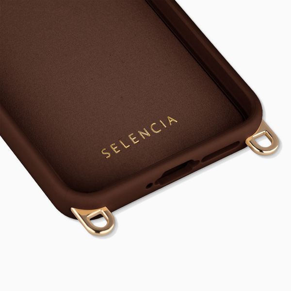 Selencia Cover posteriore Rivièra con MagSafe con ganci rimovibili Samsung Galaxy A55 (5G) / A35 - Choco Brown