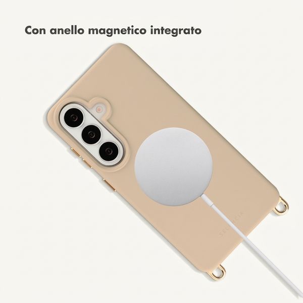 Selencia Cover posteriore Rivièra con MagSafe con ganci rimovibili Samsung Galaxy S26 - Milky Latte