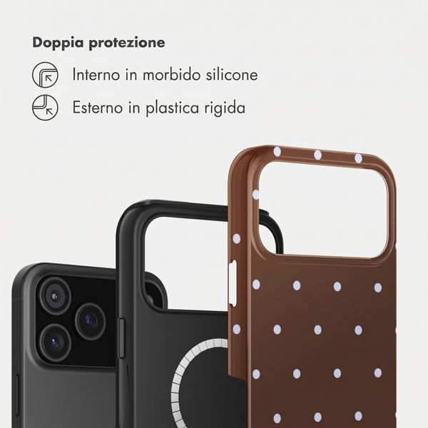 Selencia Cover posteriore Vivid con MagSafe Apple iPhone 17 Pro - Happy Dots Chocolate