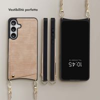 Selencia Cover per telefono Nova Croco con cordino e portacarte Samsung Galaxy S25 FE - Beige