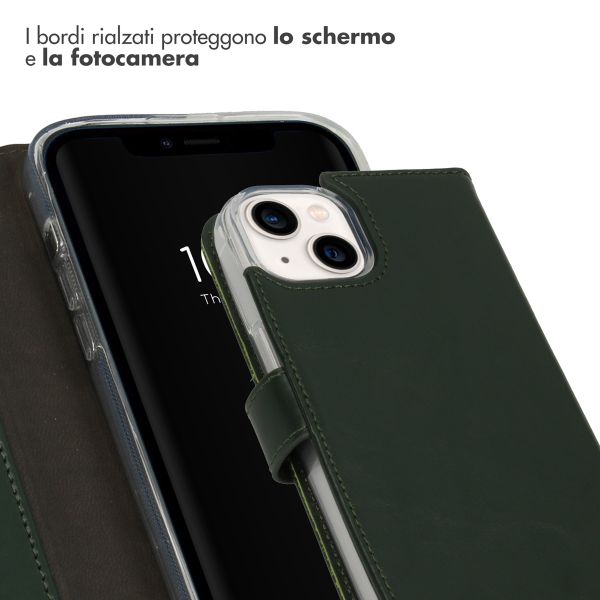 Selencia Cover a libro in vera pelle Apple iPhone 14 - Verde