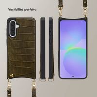 Selencia Cover per telefono Nova Croco con cordino e portacarte Samsung Galaxy A36 - Dark Olive