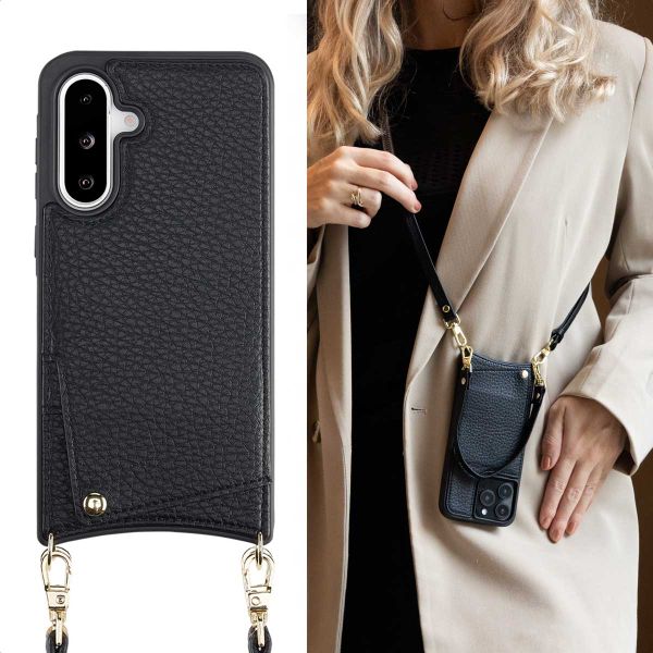 Selencia Cover per telefono Nova con cordino e portacarte Samsung Galaxy A36 / A56 - Nero