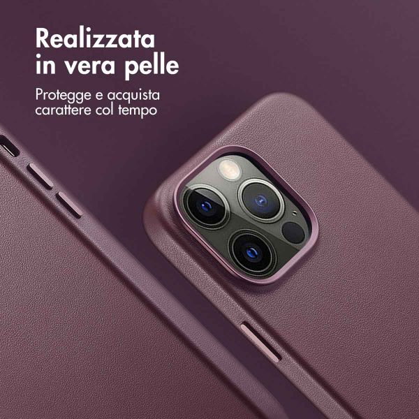 Accezz Cover in Pelle con MagSafe Apple iPhone 14 Pro Max - Heath Purple
