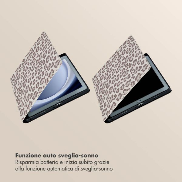 Selencia Libreria Sabi con stampa leopardata Samsung Galaxy Tab A9 Plus - Soft Ivory