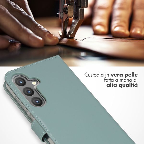 Selencia Cover a libro in vera pelle Samsung Galaxy S24 Plus - Air Blue