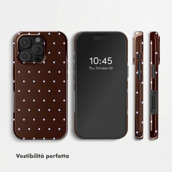 Selencia Cover Posteriore Vivid Apple iPhone 16 Pro - Happy Dots Chocolate