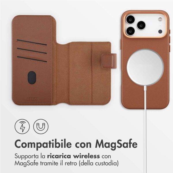 Accezz Cover in pelle 2 in 1 con MagSafe Apple iPhone 17 Pro Max - Sienna Brown