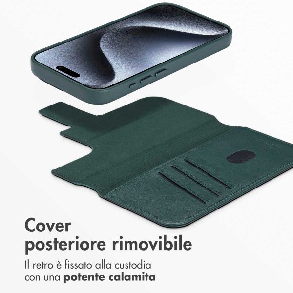 Accezz Cover in pelle 2 in 1 con MagSafe Apple iPhone 15 Pro - Cedar Green