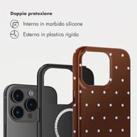 Selencia Cover posteriore Vivid con MagSafe Apple iPhone 15 Pro - Happy Dots Chocolate