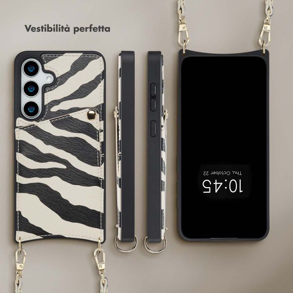 Selencia Cover per telefono Nova con cordino e portacarte Samsung Galaxy S25 / S24 - Zazzy Zebra