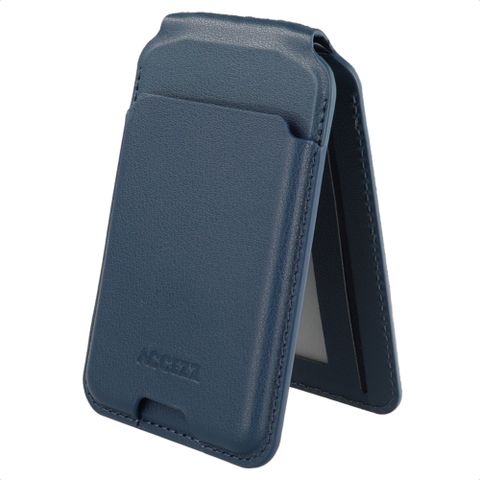 Accezz Portafoglio in pelle magnetico con supporto - Compatibile con Apple Find My - Nightfall Blue