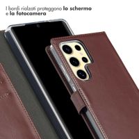 Selencia Cover a libro in vera pelle Samsung Galaxy S25 Ultra - Marrone scuro