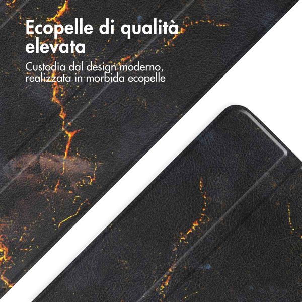 imoshion Cover Trifold Design Apple iPad 11 (2025) 11 pollici A16 / iPad 10 (2022) 10.9 pollici - Black Marble