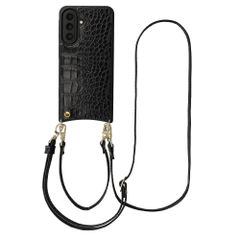 Selencia Cover per telefono Nova Croco con cordino e portacarte Samsung Galaxy A57 (5G) - Nero