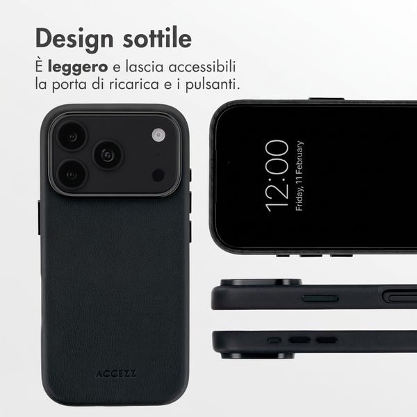 Accezz Cover in Pelle con MagSafe Apple iPhone 18 Pro / 17 Pro - Onyx Black
