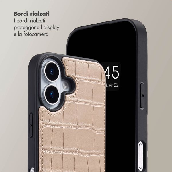Selencia Cover per telefono Nova Croco con cordino e portacarte Apple iPhone 17 - Beige