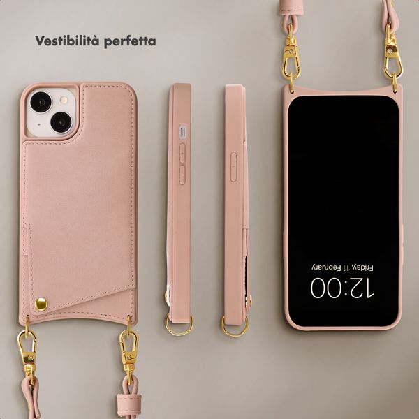 Selencia Cover per telefono Nova con cordino e portacarte Apple iPhone 14 / 13 - Dusty Rose
