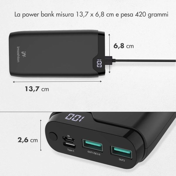 imoshion Powerbank - 20.000 mAh - Quick Charge e Power Delivery - Nero