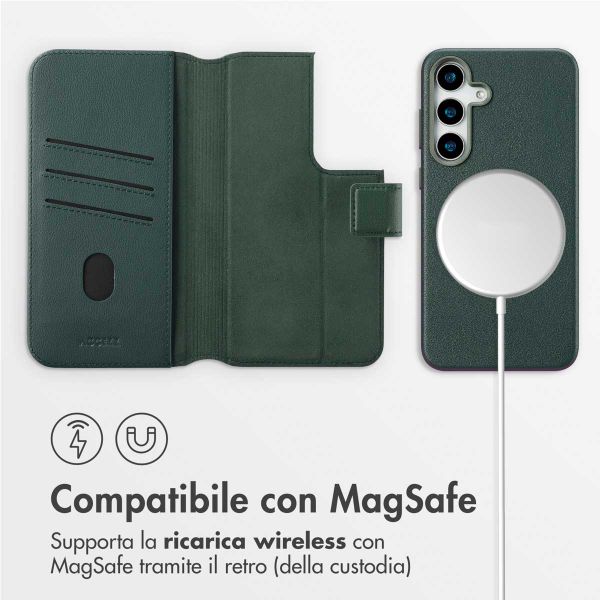 Accezz Cover in pelle 2 in 1 con MagSafe Samsung Galaxy S25 Plus - Cedar Green