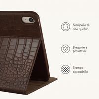 Selencia Custodia a libro Croco Apple iPad 11 (2025) 11 pollici A16 / iPad 10 (2022) 10.9 pollici - Choco Brown