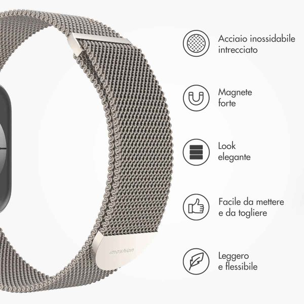 imoshion Cinturino milanese magnetico Apple Watch | 44/45/46/49 mm - Taglia M - Starlight