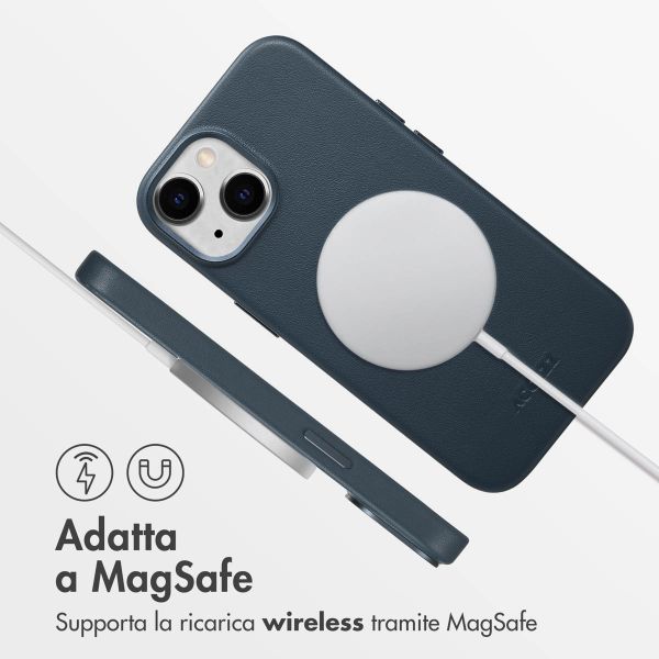 Accezz Cover in Pelle con MagSafe Apple iPhone 15 - Nightfall Blue