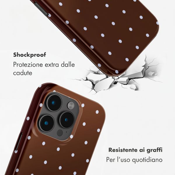 Selencia Cover posteriore Vivid con MagSafe Apple iPhone 15 Pro - Happy Dots Chocolate