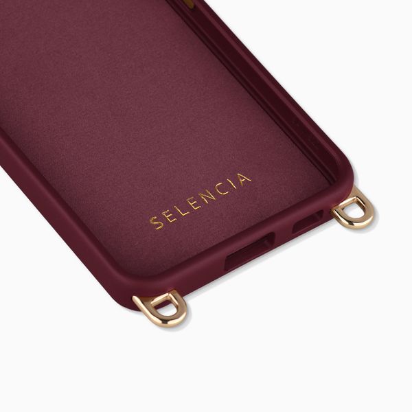 Selencia Cover posteriore Rivièra con MagSafe con ganci rimovibili Samsung Galaxy S25 / S24 - Bold Burgundy