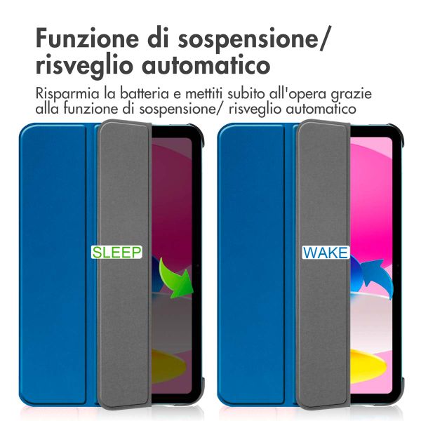 imoshion Cover a libro Trifold Apple iPad 11 (2025) 11 pollici A16 / iPad 10 (2022) 10.9 pollici - Cobalt Blue