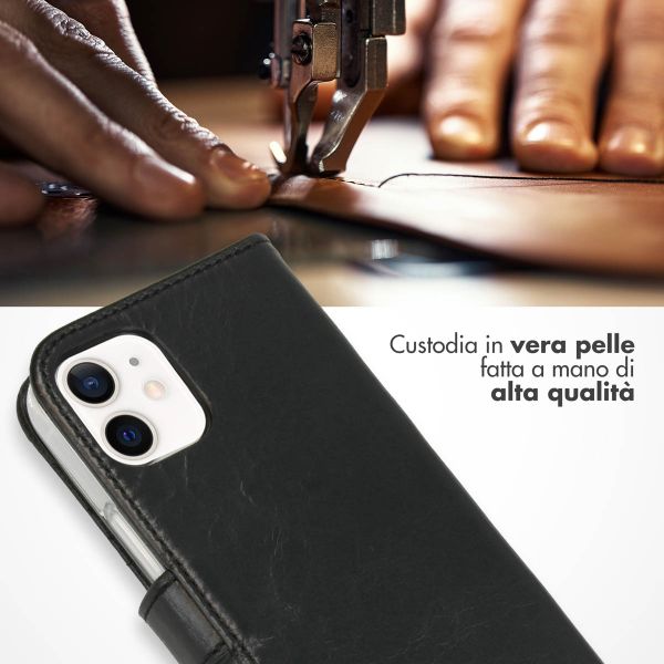 Selencia Cover a libro in vera pelle Apple iPhone 12 Mini - Nero
