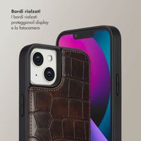 Selencia Cover per telefono Nova Croco con cordino e portacarte Apple iPhone 14 / 13 - Choco Brown