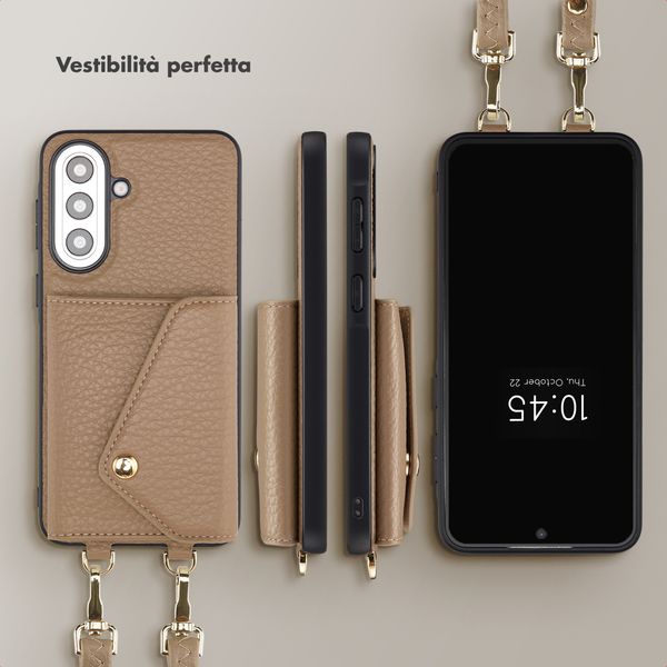 Selencia Cover per telefono Sera con cordino e portacarte a busta Samsung Galaxy A57 (5G) - Taupe