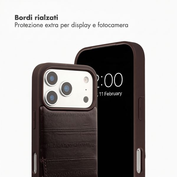 Selencia Nova cover posteriore in vera pelle con portacarte Apple iPhone 17 Pro Max - Dark Chocolate