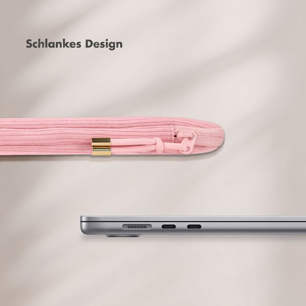 Selencia Cover per laptop in velluto a coste 15-16 pollici - Sleeve per laptop - Soft Blush