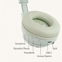 imoshion Cuffie Bluetooth Kids Dino - Cuffie per bambini con limitatore di decibel - Cuffie wireless + cavo AUX - Brown / Orange