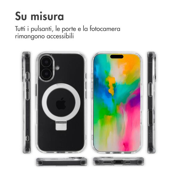 Accezz Cover con anello e supporto con MagSafe Apple iPhone 16 - Trasparente