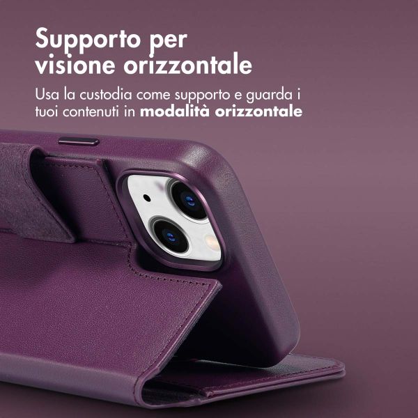 Accezz Cover in pelle 2 in 1 con MagSafe Apple iPhone 14 - Heath Purple