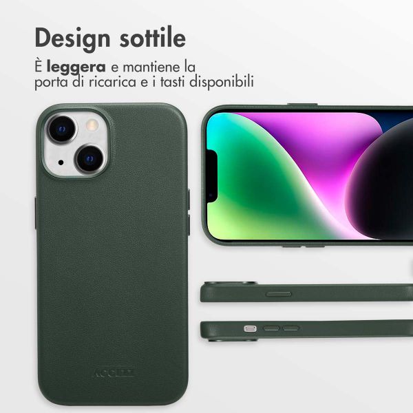 Accezz Cover in Pelle con MagSafe Apple iPhone 14 - Cedar Green