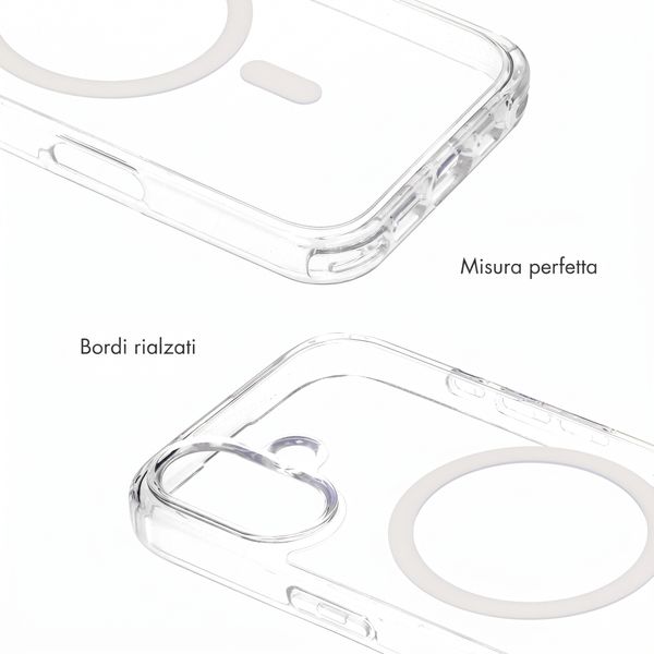 Selencia Cover posteriore Rivièra MagSafe con gancini rimovibili Apple iPhone 16 - Trasparente