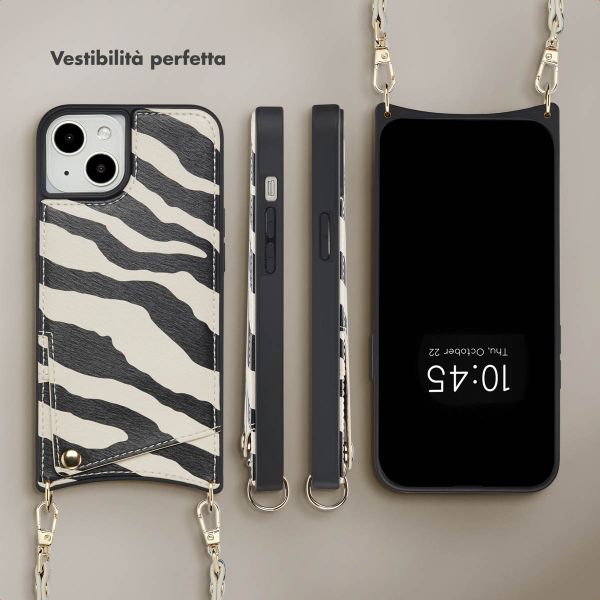 Selencia Cover per telefono Nova con cordino e portacarte Apple iPhone 14 / 13 - Zazzy Zebra